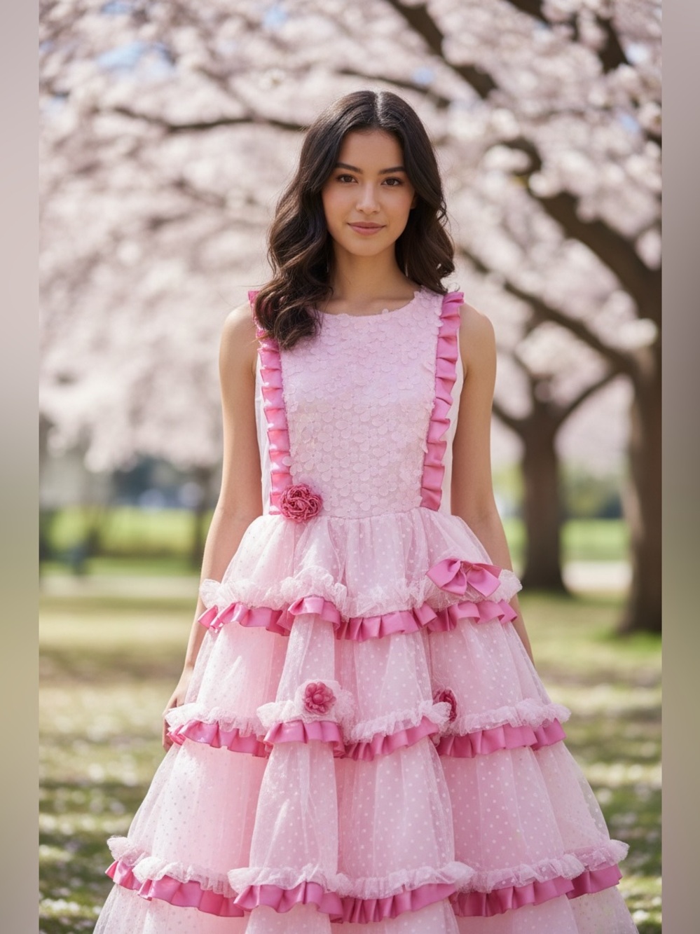 Harajuku Lovers x Chasing Fireflies Pink Tiered Ruffle Costume Dress Girls 10